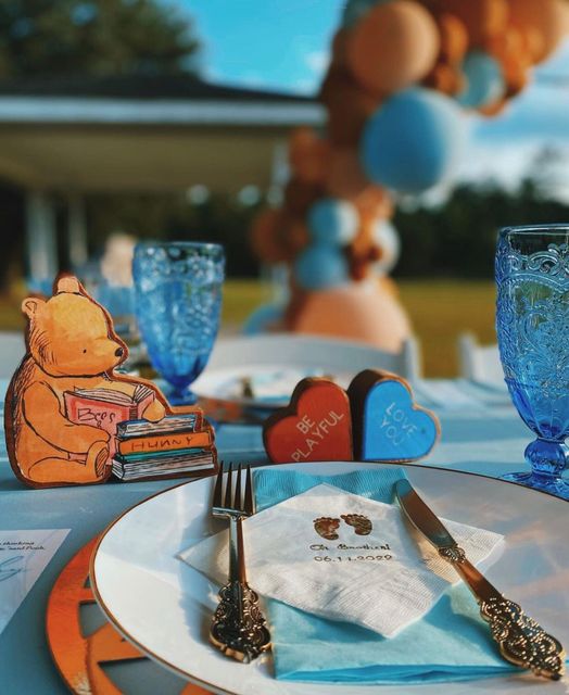 Baby shower sales table cover ideas