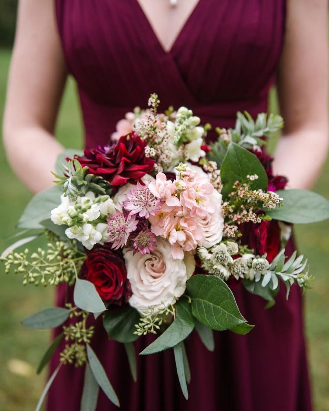 what color flowers go with burgundy dresses Cabernet, Taupe and Nude Silk Wedding Flowers - Reveal and Review Silk Wedding Flowers and Bouquets Online