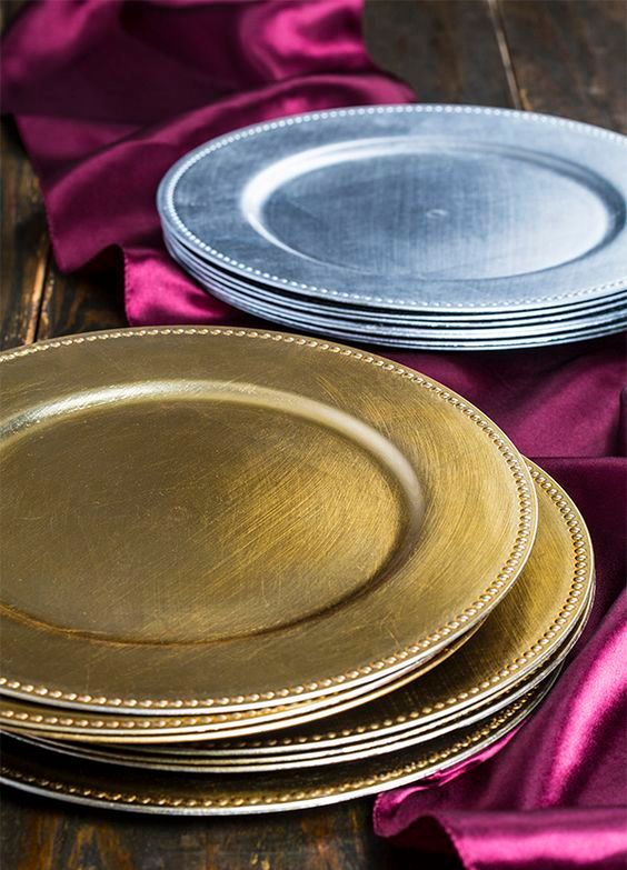 Used gold charger plates cheap