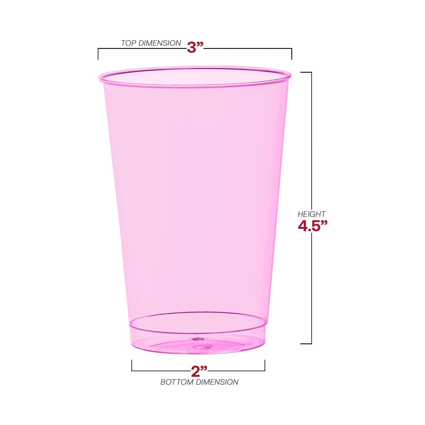 12 oz. Clear Pink Disposable Plastic Party Cups