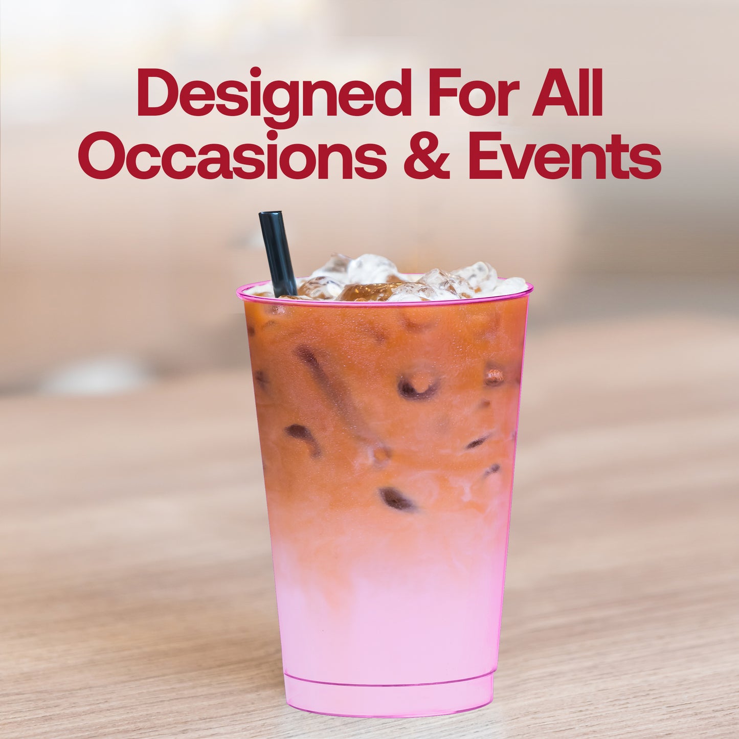 12 oz. Clear Pink Disposable Plastic Party Cups
