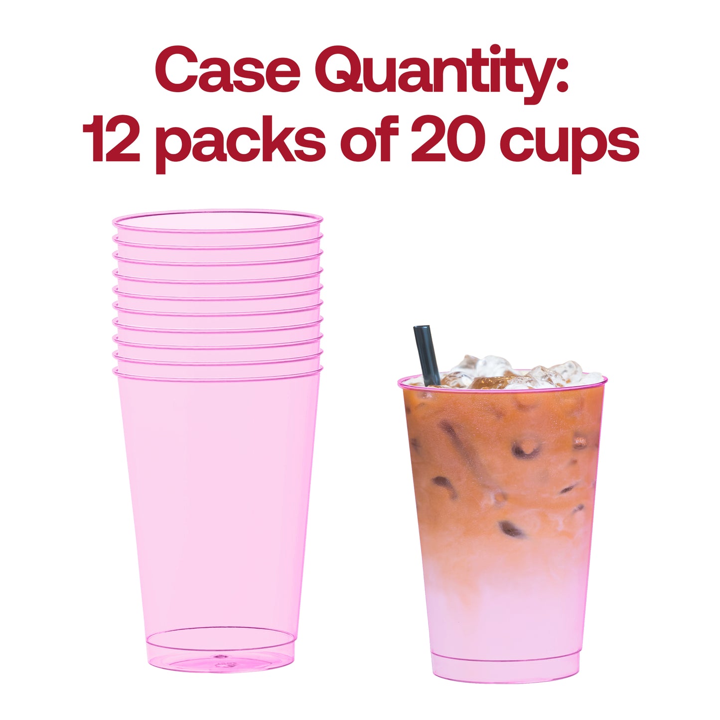 12 oz. Clear Pink Disposable Plastic Party Cups