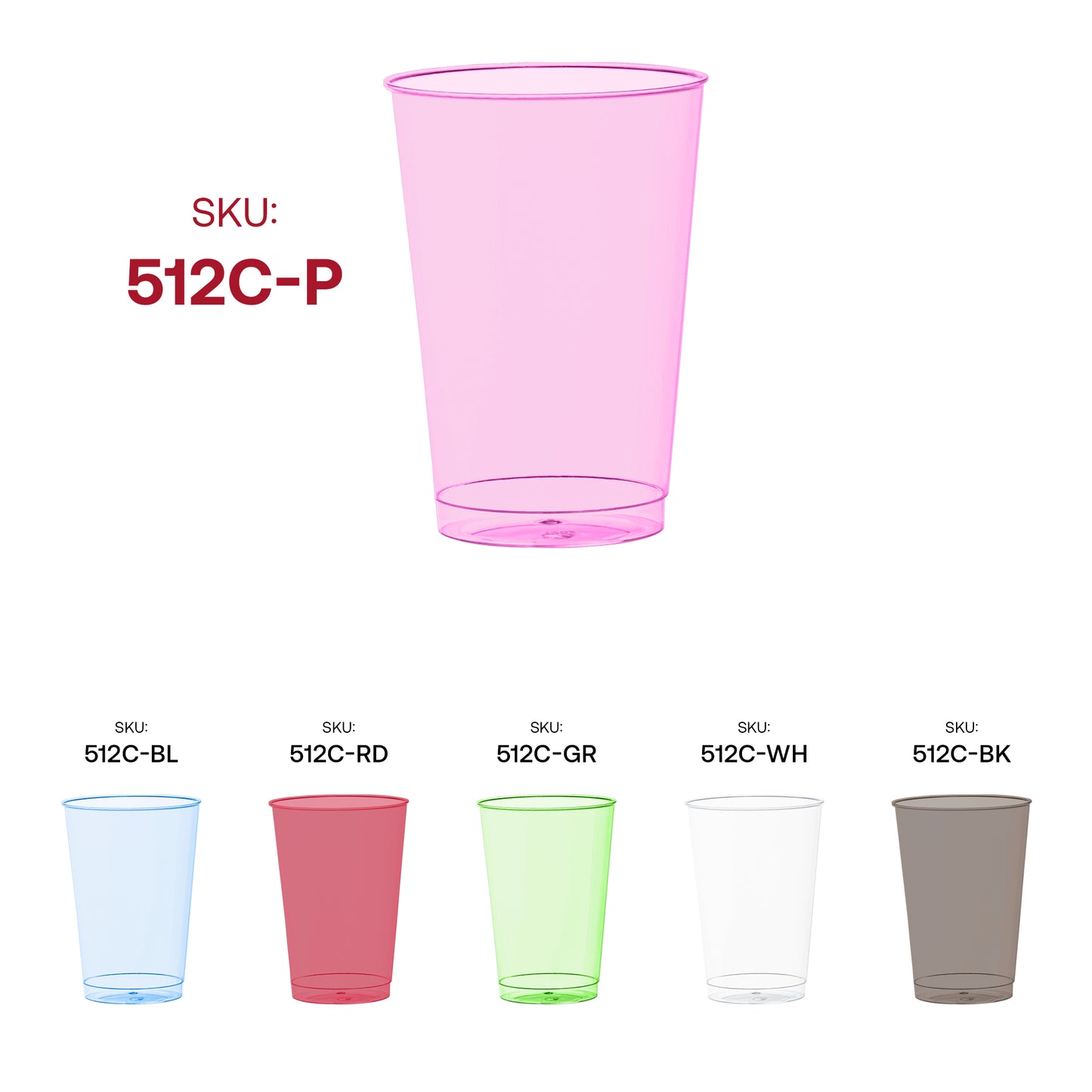 12 oz. Clear Pink Disposable Plastic Party Cups