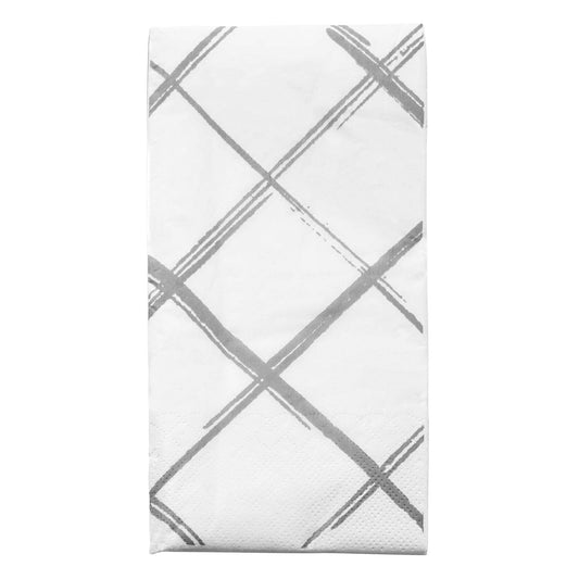 White with Silver Diamond Disposable Paper Dinner Napkins