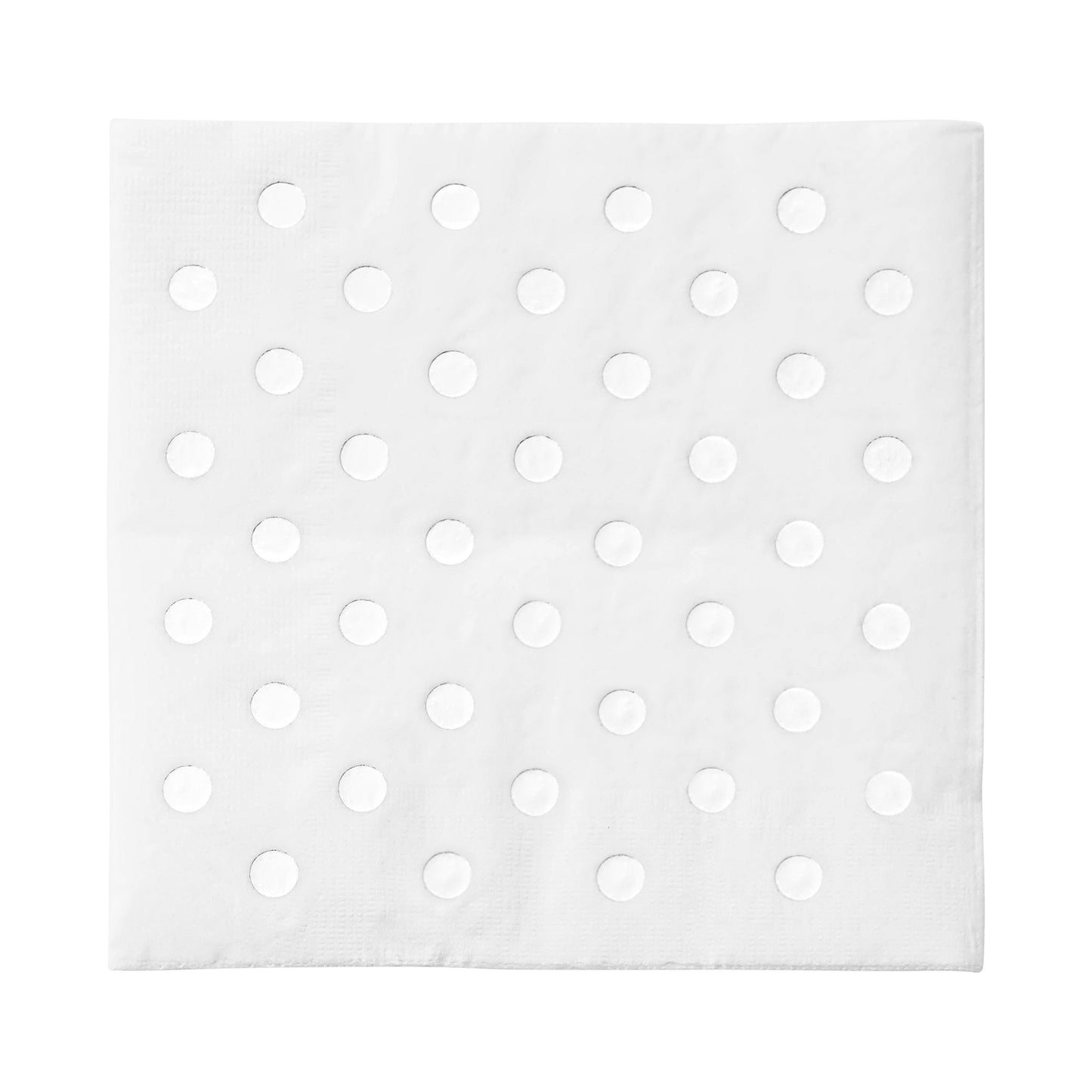 White with Silver Dots Disposable Paper Beverage/Cocktail Napkins