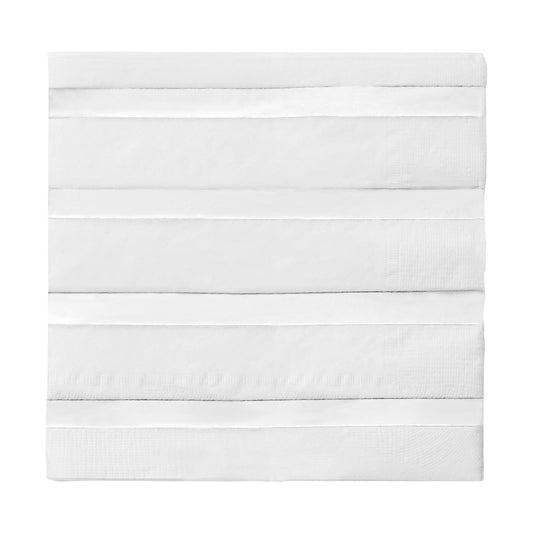 White with Silver Stripes Disposable Paper Beverage/Cocktail Napkins