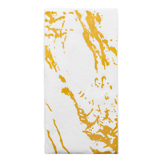 White with Gold Marble Disposable Paper Dinner Napkins