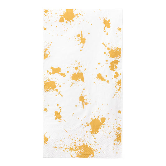 White with Gold Paint Splatter Disposable Paper Dinner Napkins