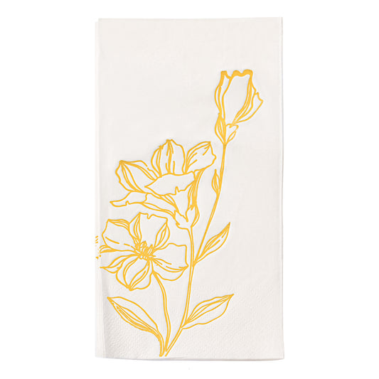 White with Gold Antique Floral Disposable Paper Dinner Napkins
