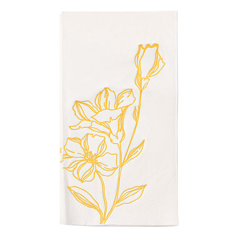 White with Gold Antique Floral Disposable Paper Dinner Napkins