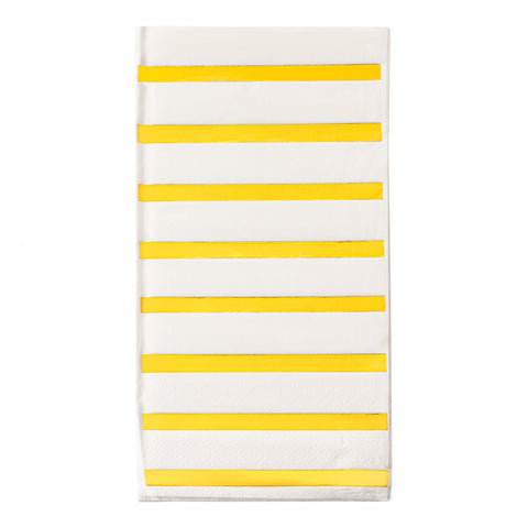 White with Gold Stripes Disposable Paper Dinner Napkins