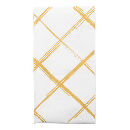 White with Gold Diamond Disposable Paper Dinner Napkins