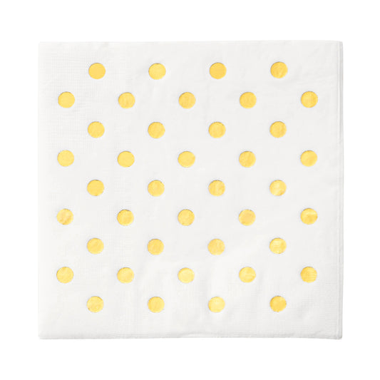 White with Gold Dots Disposable Paper Beverage/Cocktail Napkins