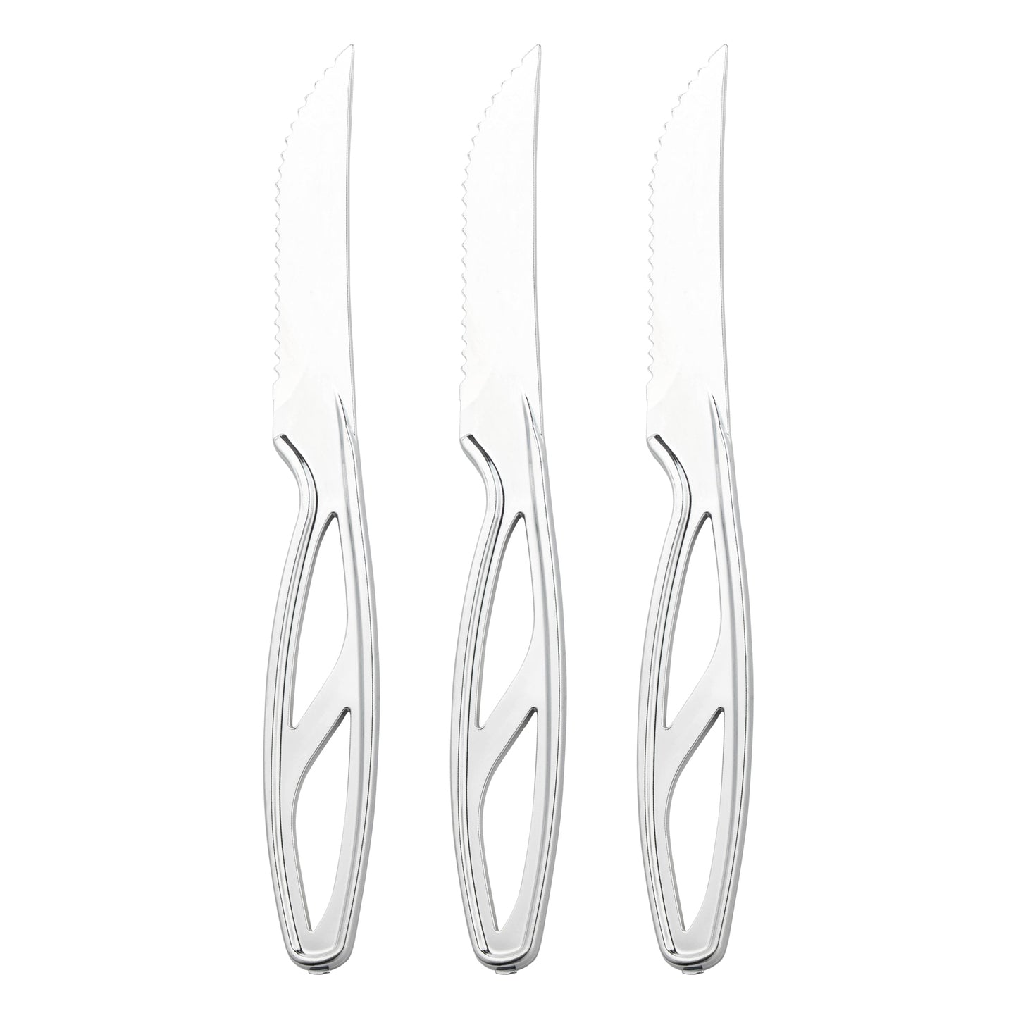 Silver Plastic Disposable Steak Knives