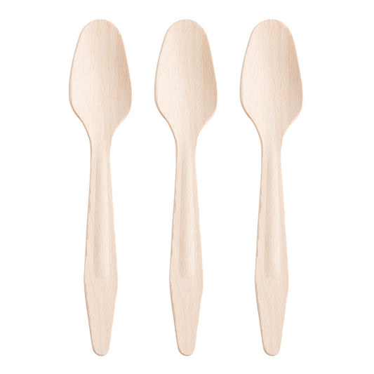 6.5" Natural Birch Disposable Eco-Friendly Dinner Spoons