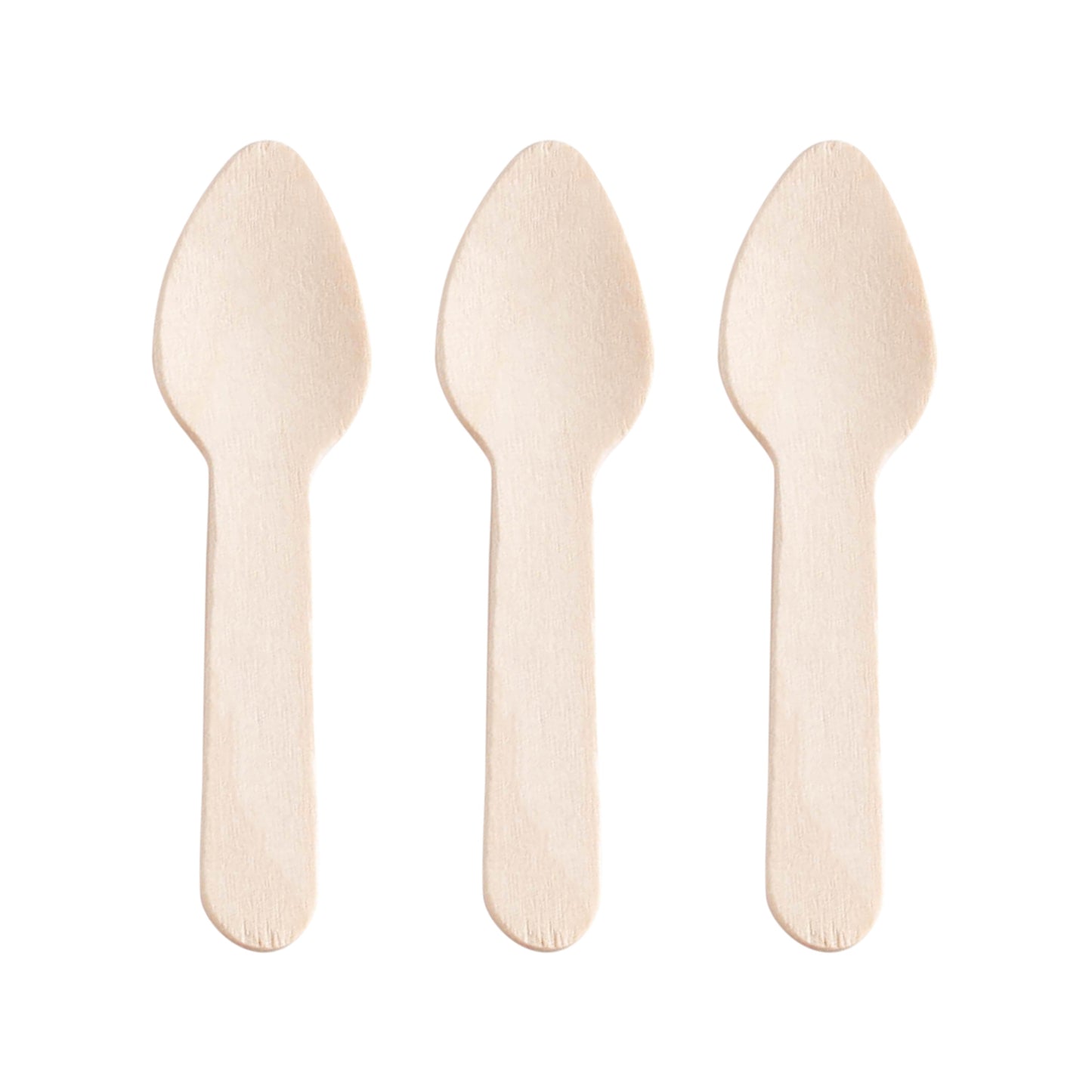 3" Natural Birch Wood Eco-Friendly Disposable Mini Dessert Spoons