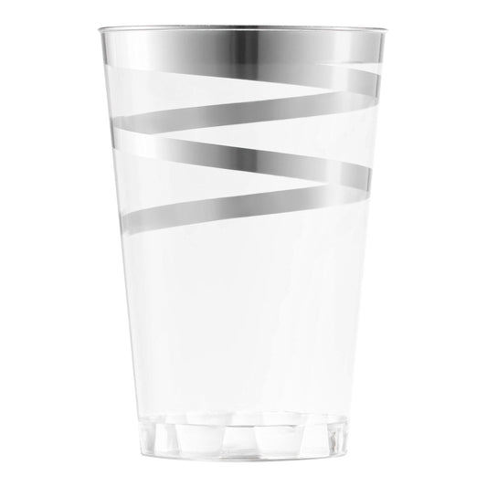 12 oz. Clear with Silver Swirl Round Plastic Tumblers