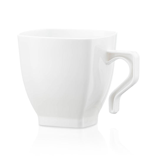 8 oz. White Square Disposable Plastic Coffee Mugs