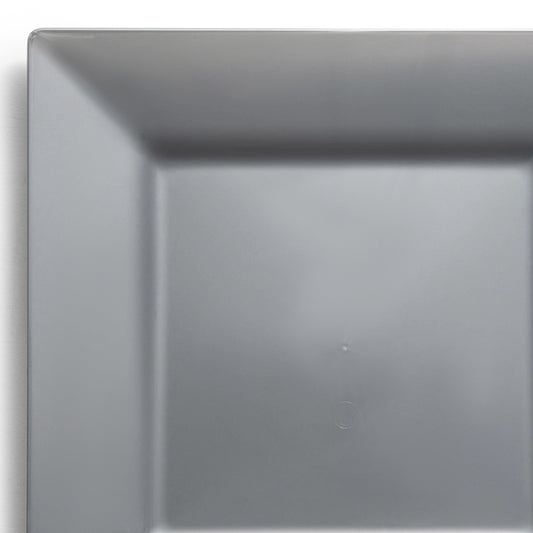 Silver Square Disposable Plastic Dinner Plates (9.5")