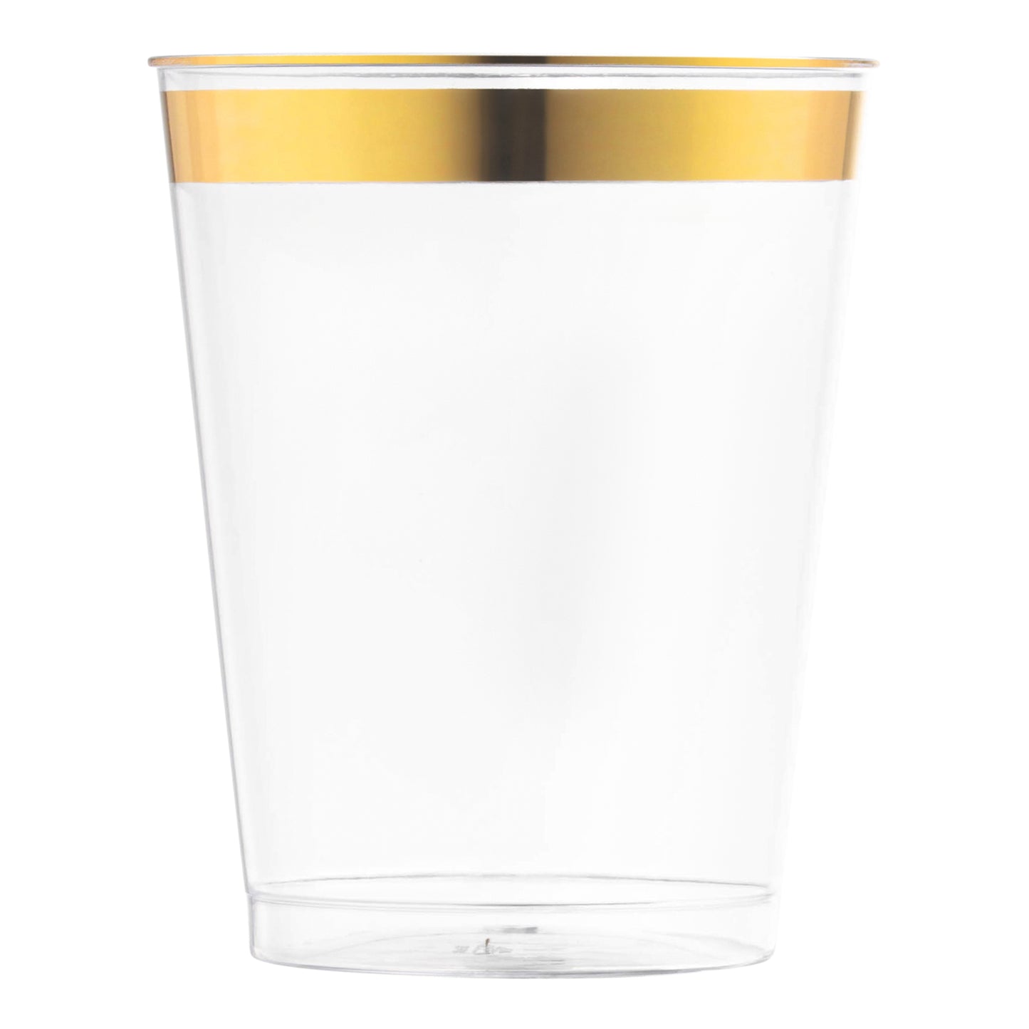 10 oz. Clear with Gold Rim Round Disposable Plastic Tumblers