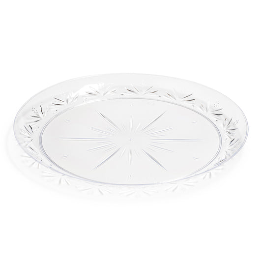 Clear Floral Round Plastic Buffet Plates (9")