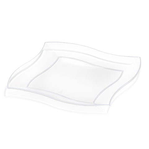 Clear Wave Disposable Plastic Dinner Plates (10