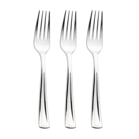 Shiny Metallic Silver Disposable Plastic Forks