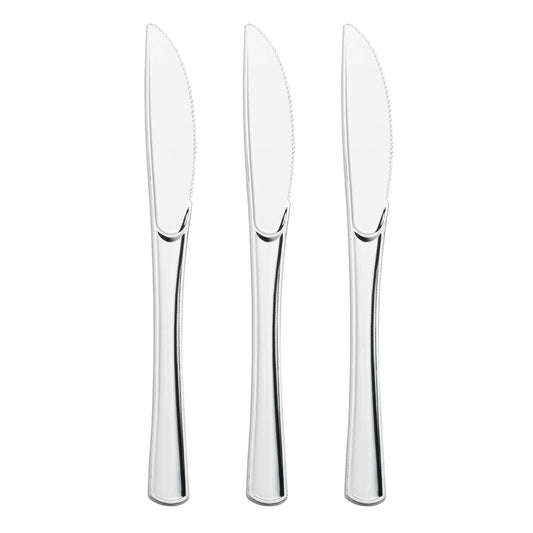 Shiny Metallic Silver Disposable Plastic Knives