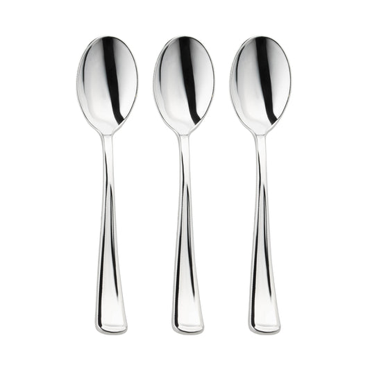 Shiny Metallic Silver Disposable Plastic Spoons