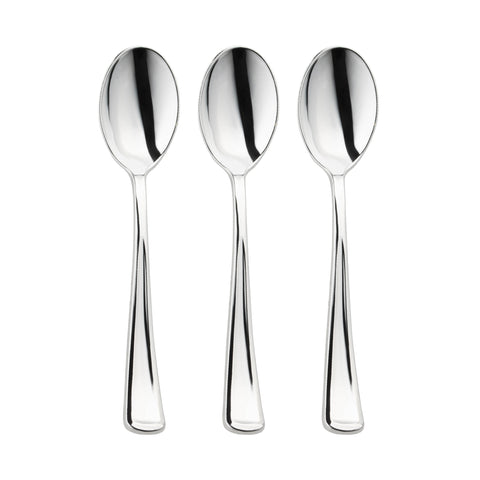 Shiny Metallic Silver Disposable Plastic Spoons