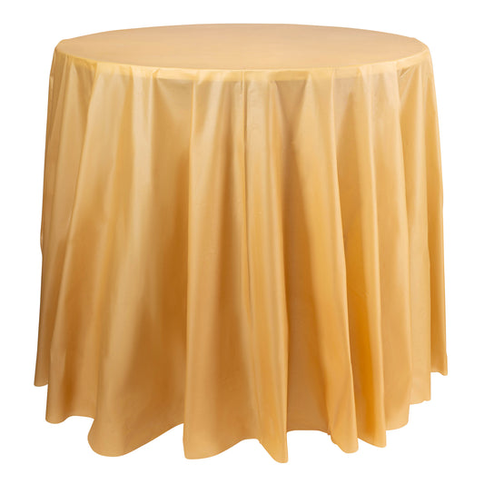 Gold Round Plastic Tablecloths (84")
