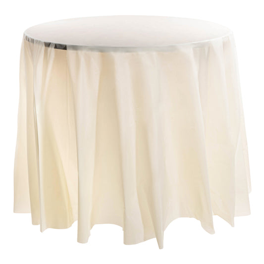 Ivory Round Plastic Tablecloths (84")
