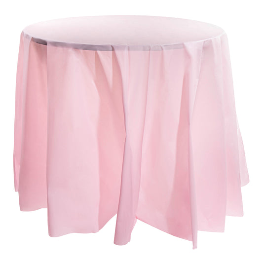 Pink Round Plastic Tablecloths (84")