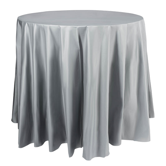Silver Round Plastic Tablecloths (84")