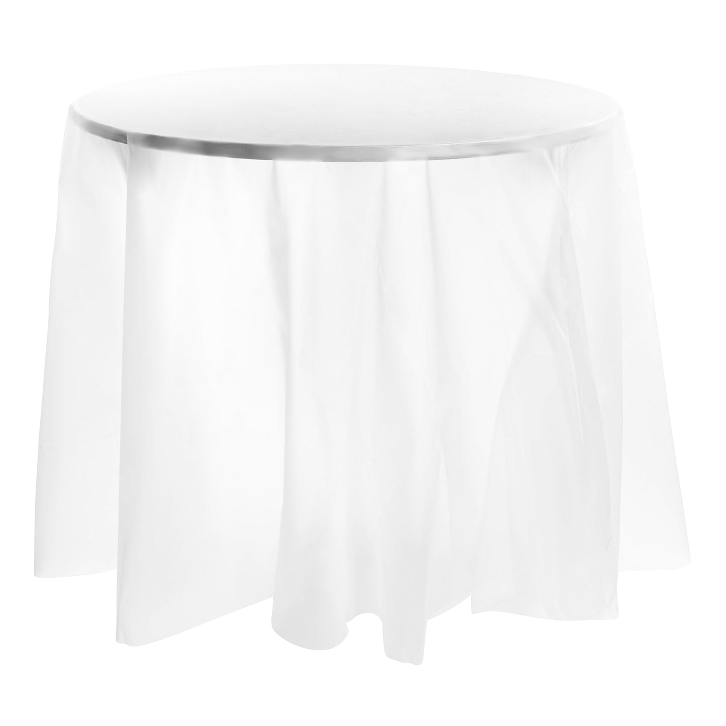 White Round Plastic Tablecloths (84")