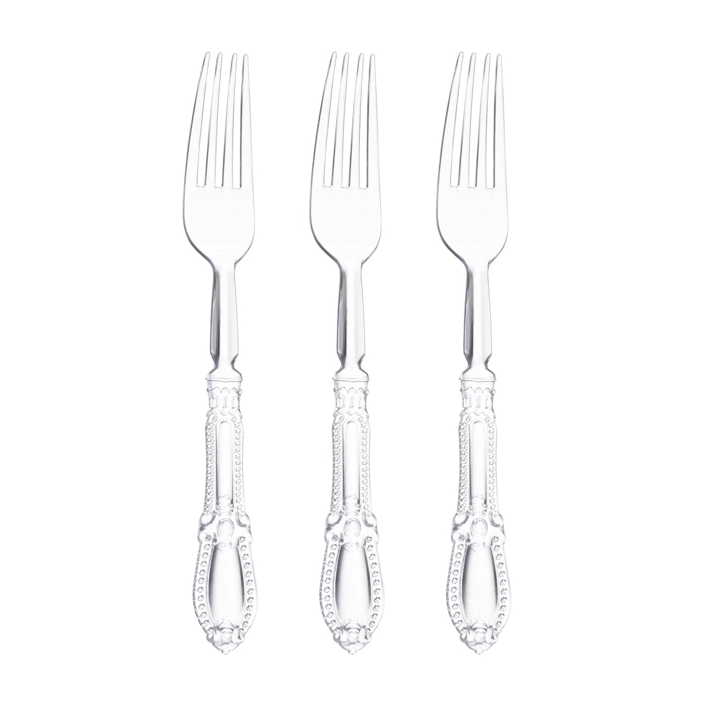 Clear Baroque Plastic Dinner Forks