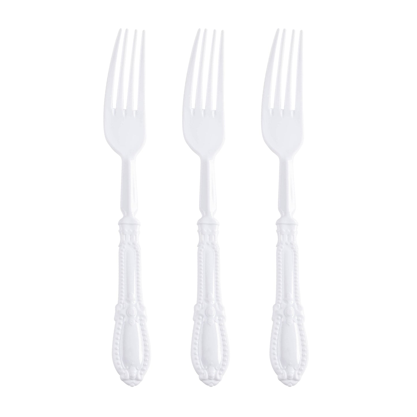 White Baroque Plastic Dinner Forks