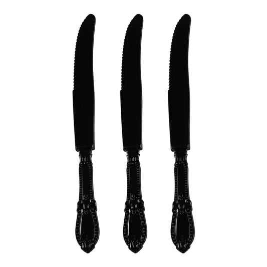Black Baroque Plastic Dinner Knives