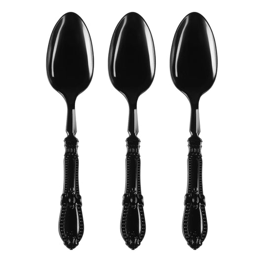 Black Baroque Plastic Dinner Spoons