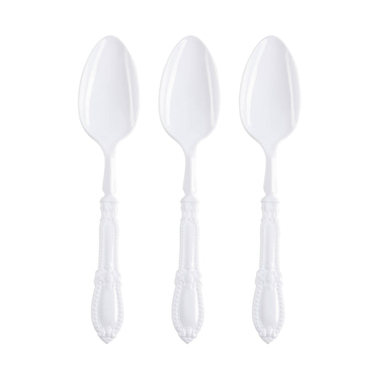 White Baroque Plastic Dinner Spoons
