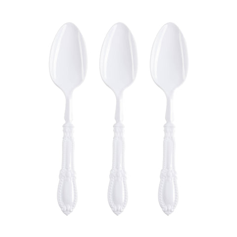 White Baroque Plastic Dinner Spoons