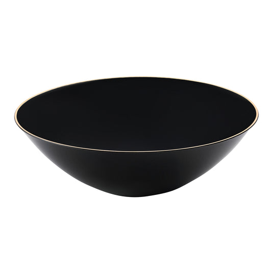 Black with Gold Rim Organic Round Plastic Soup Bowls (16 oz.)