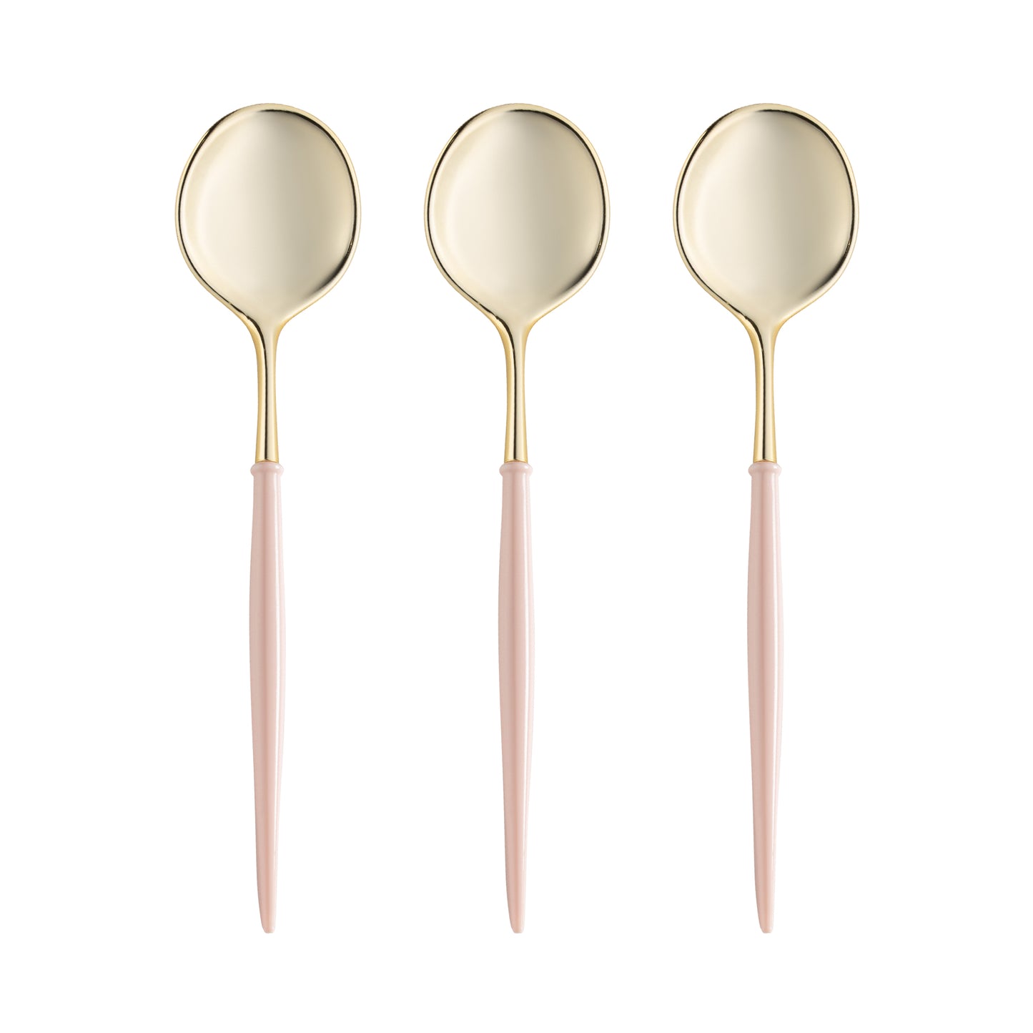 Gold with Pink Handle Moderno Plastic Dinner Spoons
