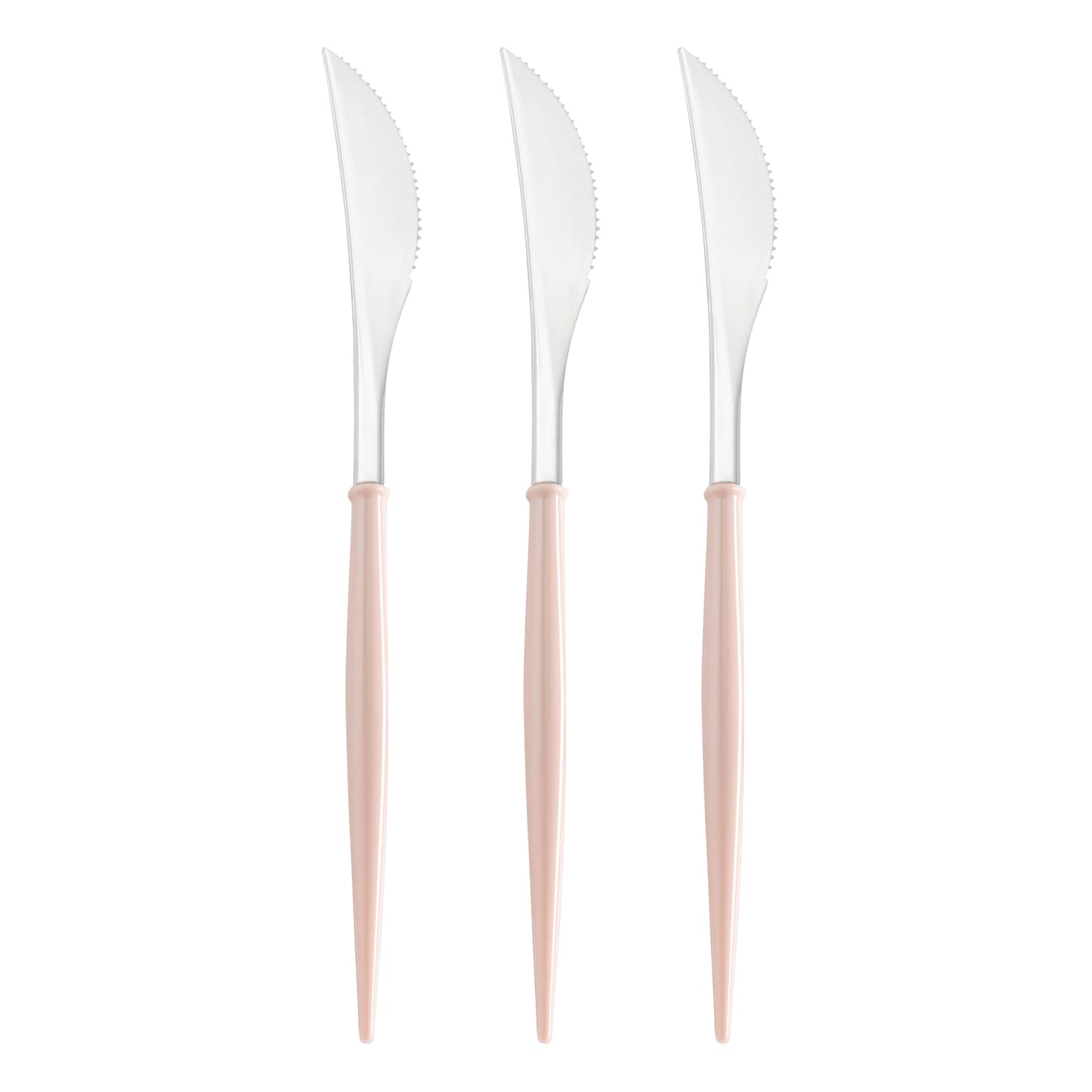 Silver with Pink Handle Moderno Plastic Dinner Knives