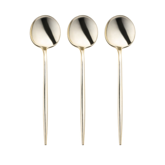 Shiny Metallic Gold Moderno Disposable Plastic Dinner Spoons