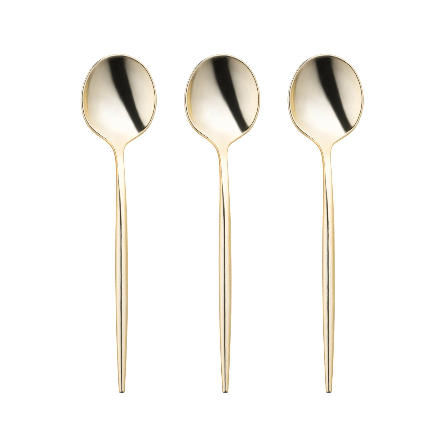 Shiny Metallic Gold Moderno Disposable Plastic Dessert Spoons