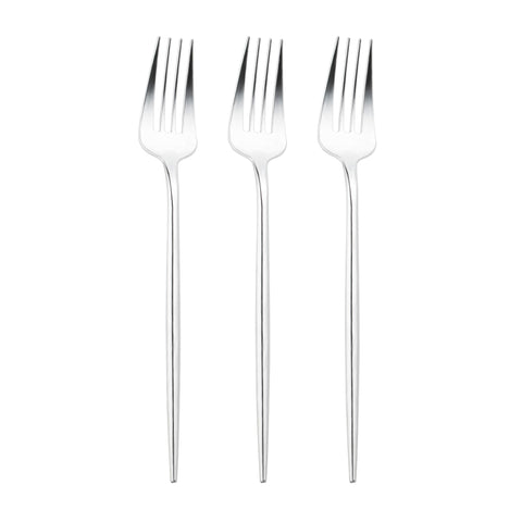 Shiny Metallic Silver Moderno Disposable Plastic Dinner Forks