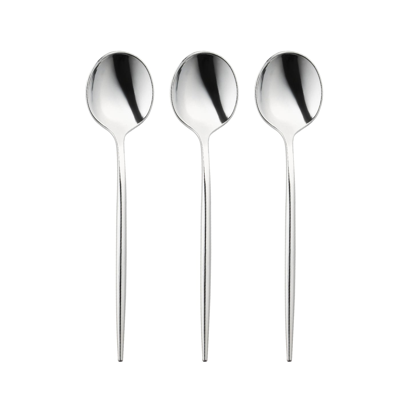 Shiny Metallic Silver Moderno Disposable Plastic Dessert Spoons