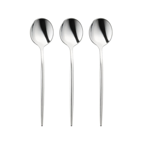 Shiny Metallic Silver Moderno Disposable Plastic Dessert Spoons