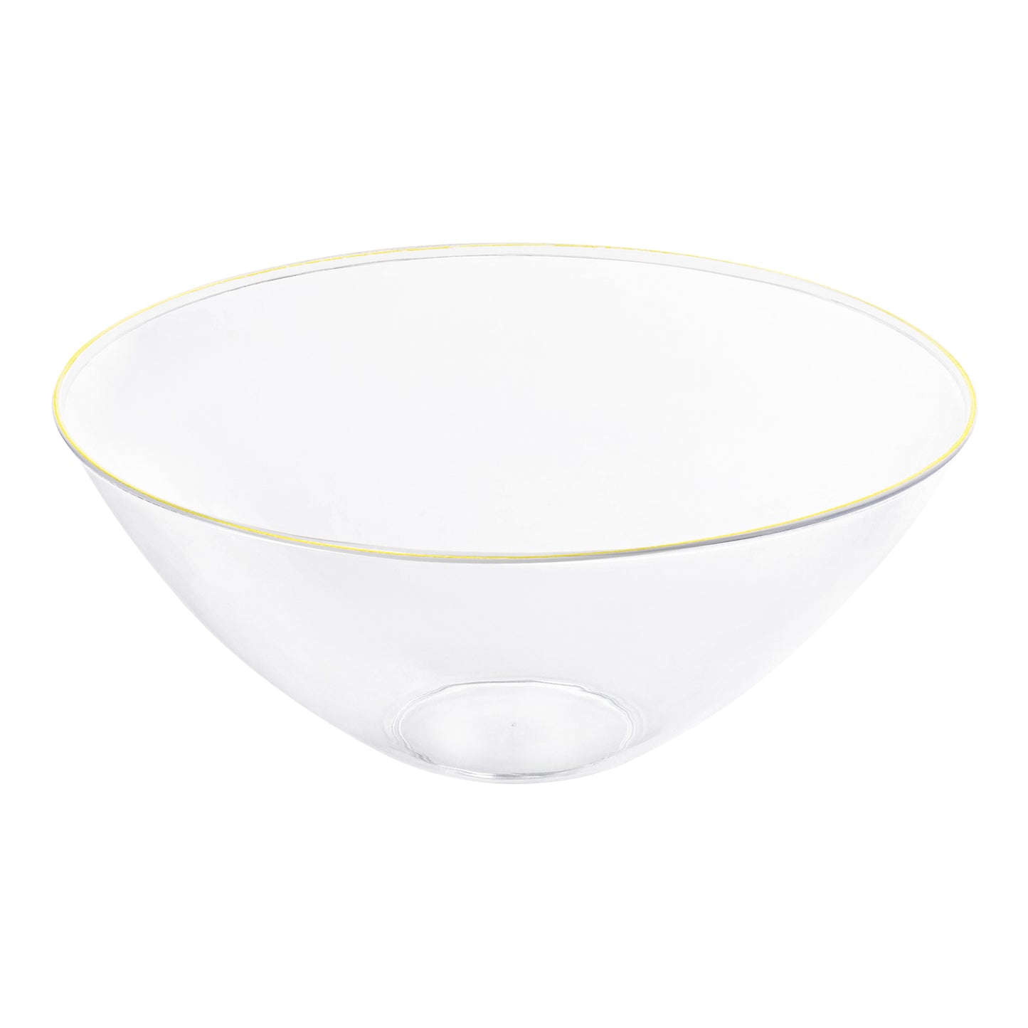 Clear with Gold Rim Organic Round Plastic Bowls (32 oz.)